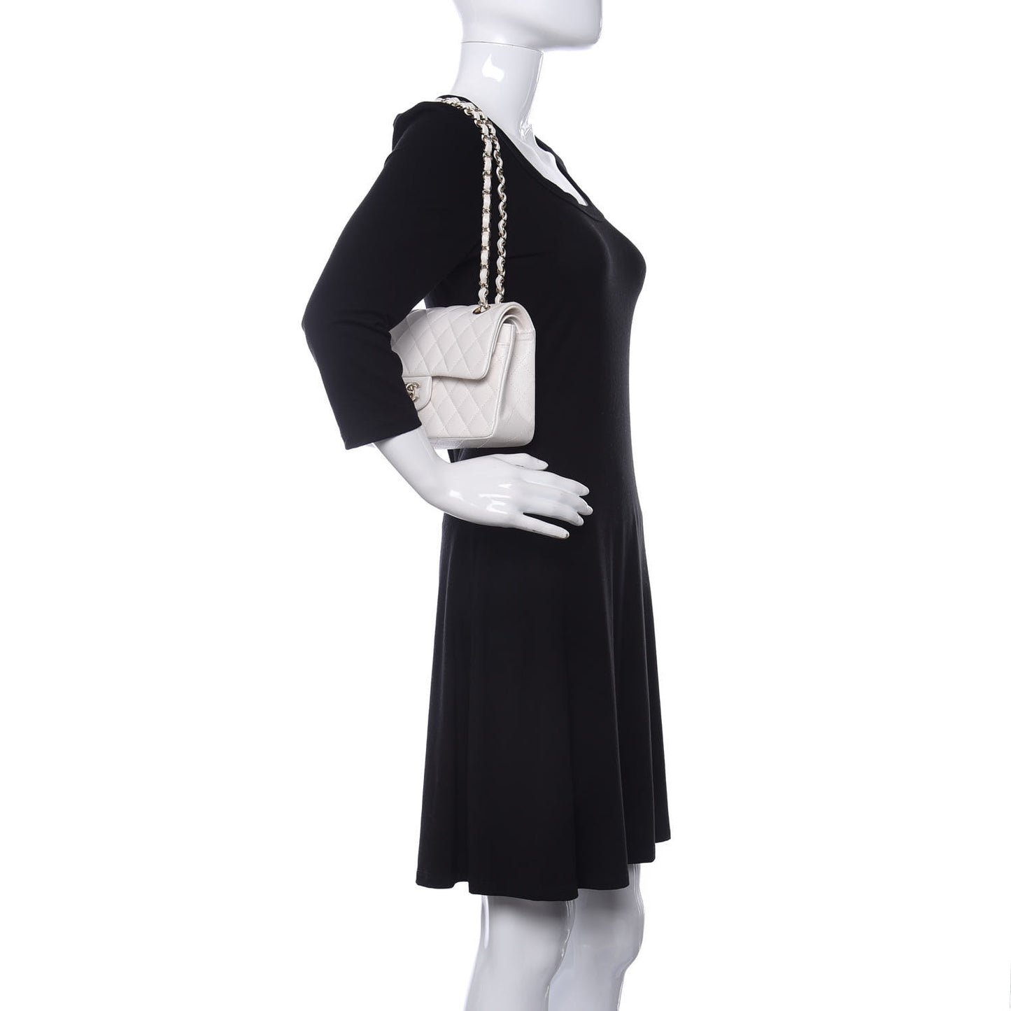 Caviar Quilted Small Double Flap White