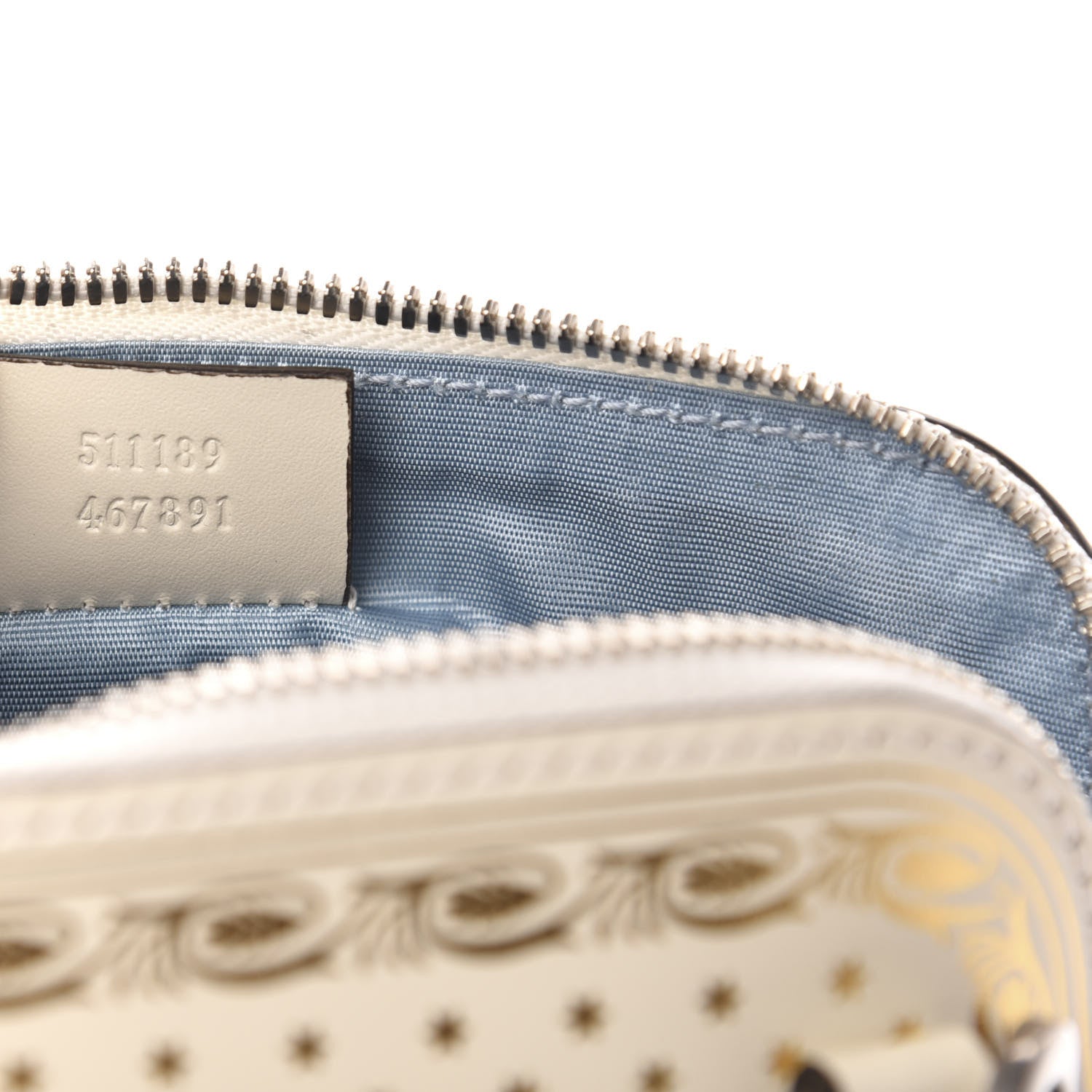 Gucci X SEGA Calfskin GUCCY Stars Mini Dome Shoulder Bag Mystic White Gold 7 of 11