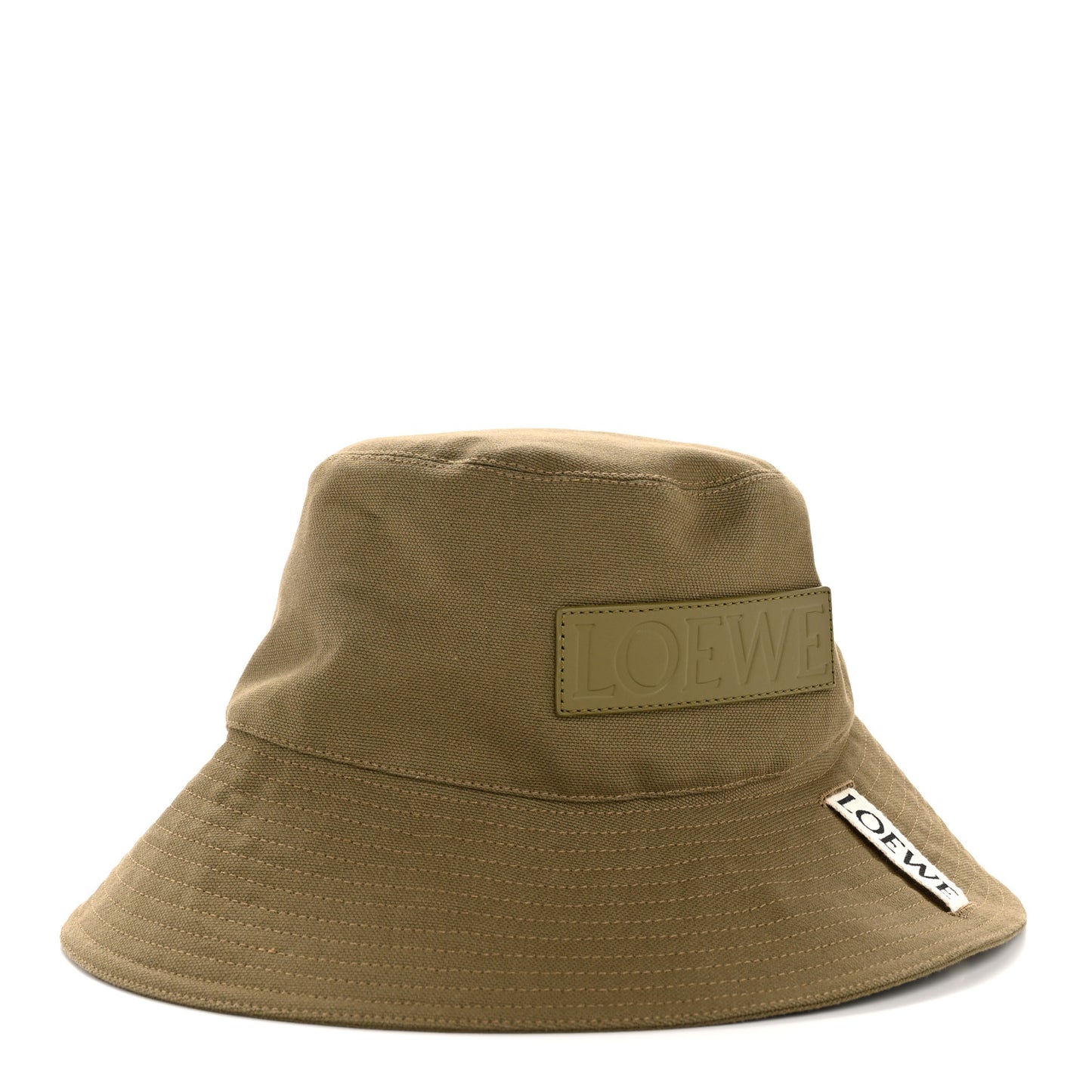 Canvas Calfskin Fisherman Bucket Hat 58 Military Green