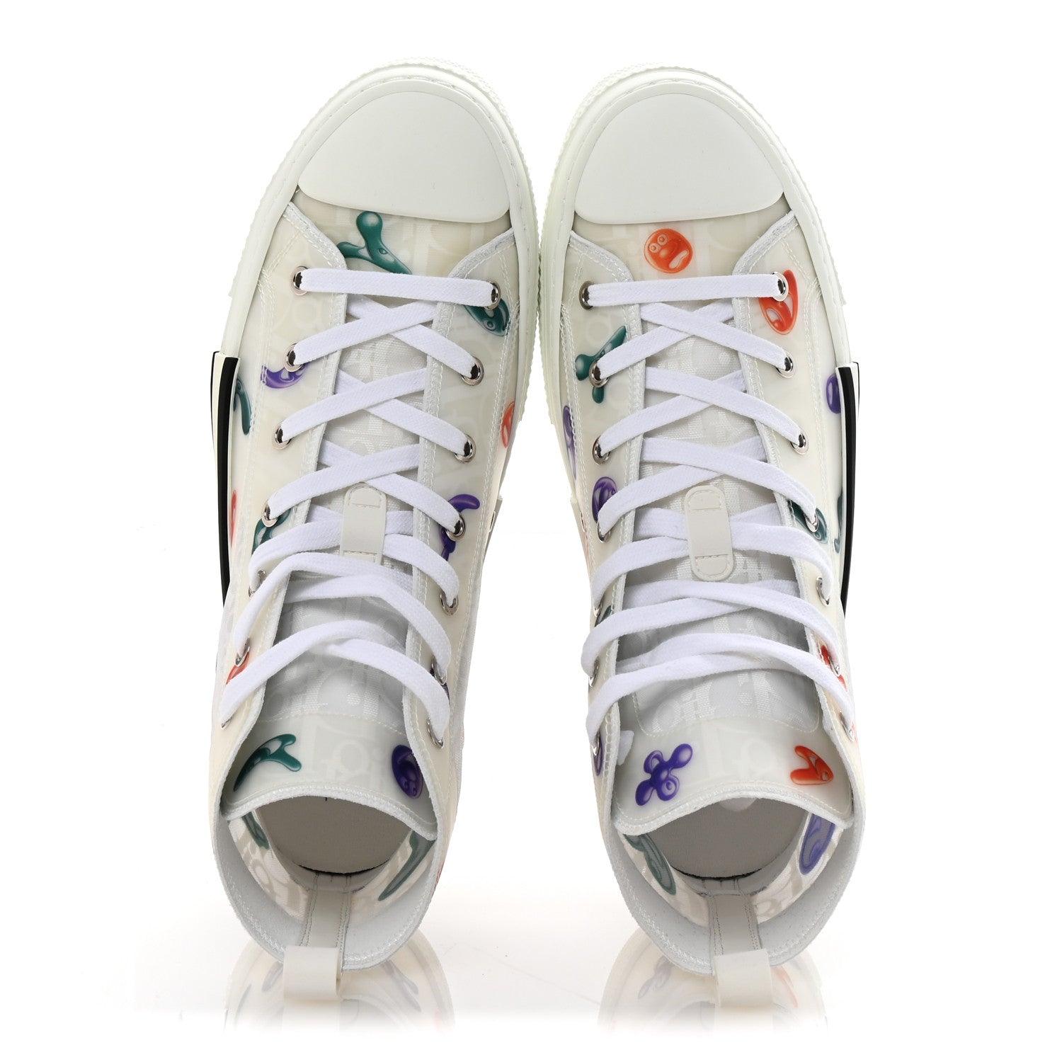 Christian Dior X KENNY SCHARF Technical Canvas Oblique Patch Mens B23 High Top Sneakers  42 White Blue 2 of 10