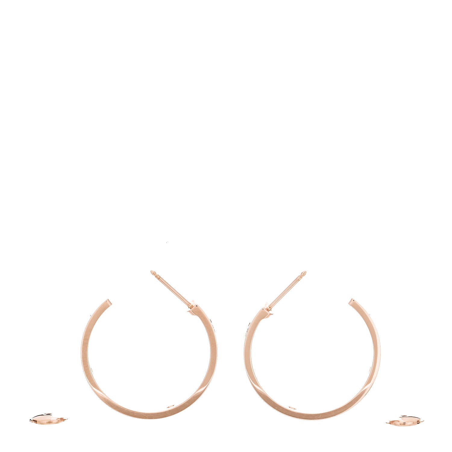 Cartier 18K Pink Gold 3 Diamond 3.5mm LOVE Hoop Earrings 3 of 5