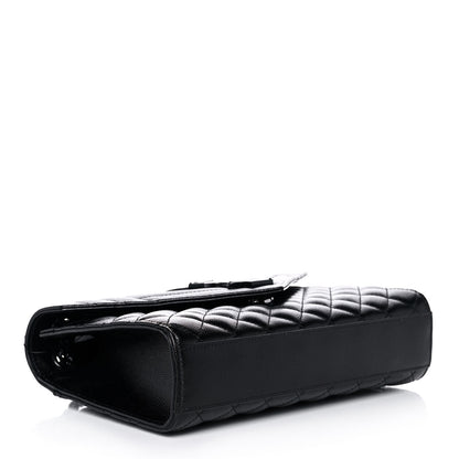 Saint Laurent Grain De Poudre Textured Mixed Matelasse Triquilt Medium Monogram Satchel Black 3 of 9