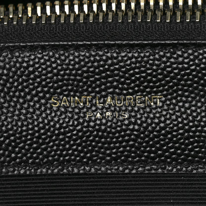 Saint Laurent Grain De Poudre Matelasse Chevron Monogram Shopping Bag Black 6 of 12