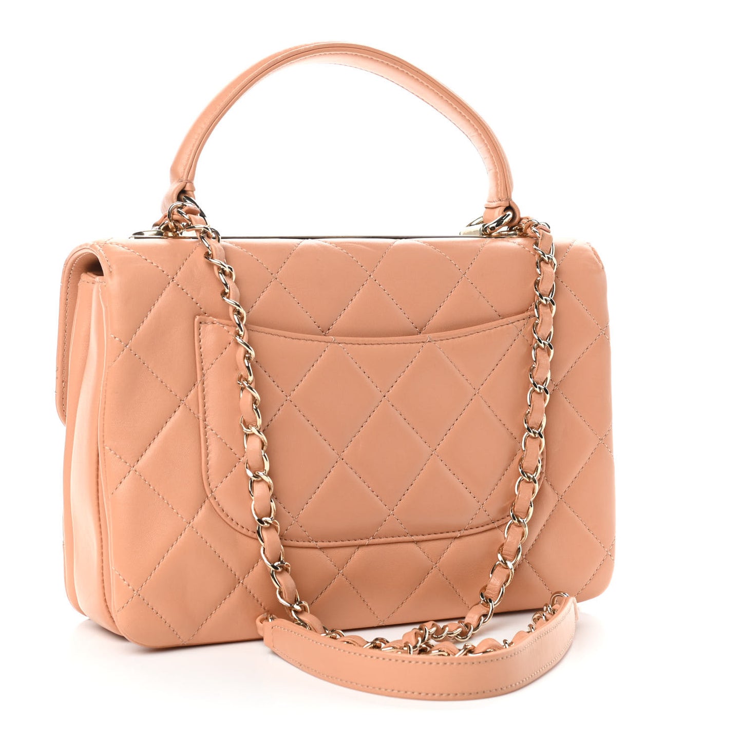 Lambskin Quilted Small Trendy CC Flap Dual Handle Bag Camel