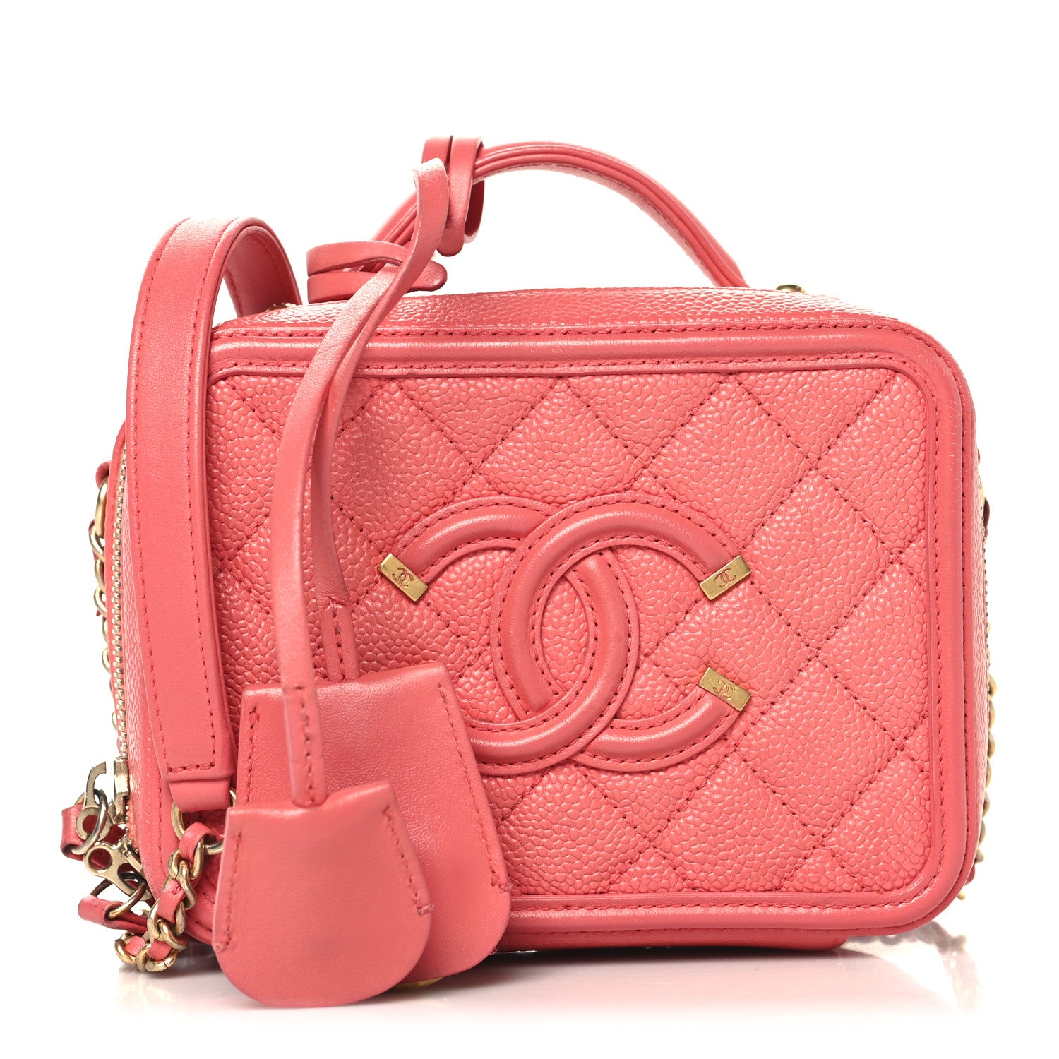 Chanel Caviar Quilted Small CC Filigree Vanity Case Pink 1 of 10