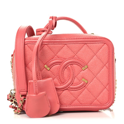 Chanel Caviar Quilted Small CC Filigree Vanity Case Pink 1 of 10