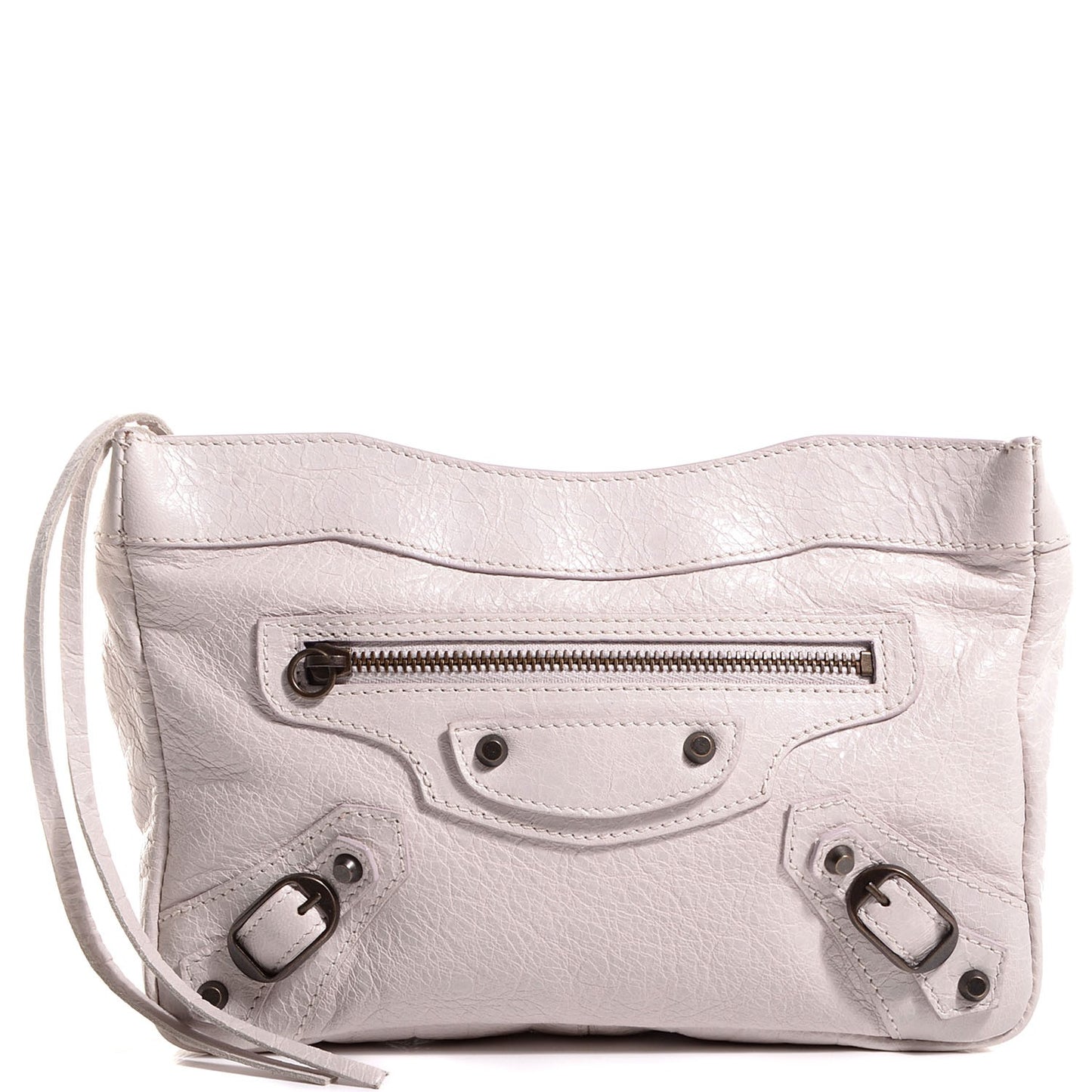 Agneau Classic Hardware Porte Toilette Makeup Clutch Nacre