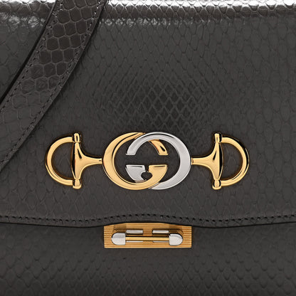 Gucci Calfskin Snake Embossed Small Zumi Shoulder Bag Dusty Grey 10 of 12