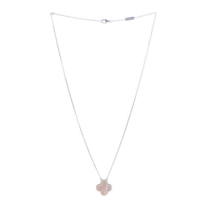 Van Cleef & Arpels 18K White Gold Mother of Pearl Vintage Alhambra Pendant Necklace 3 of 7