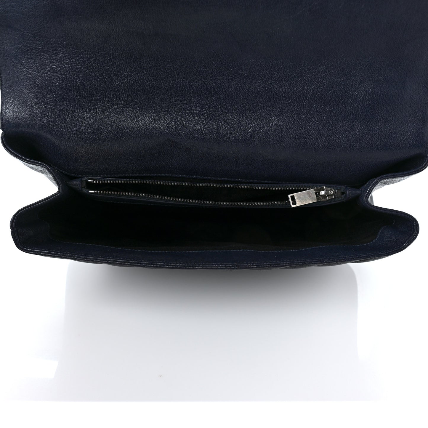 Sheepskin Matelasse Chevron Monogram Large College Satchel Deep Marine