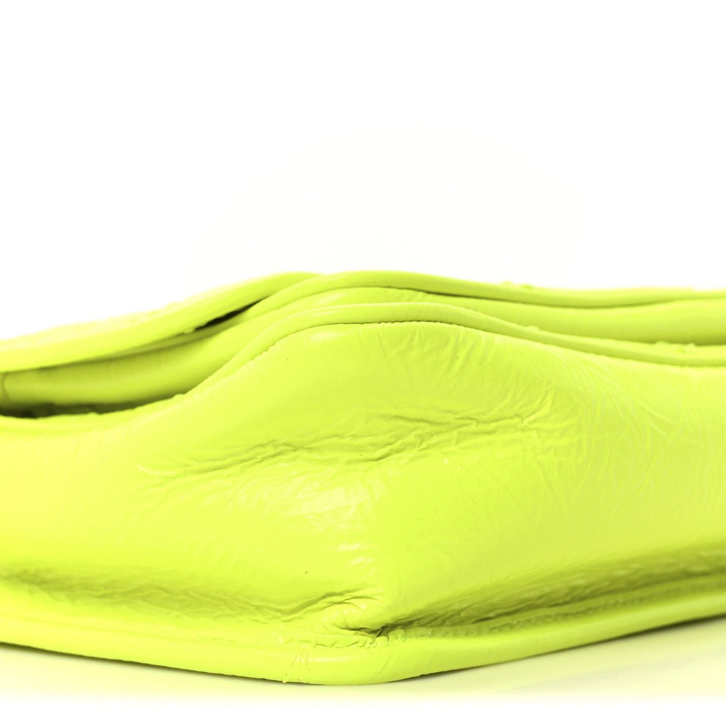 Crinkled Calfskin Matelasse Monogram Baby Niki Chain Satchel Neon Yellow
