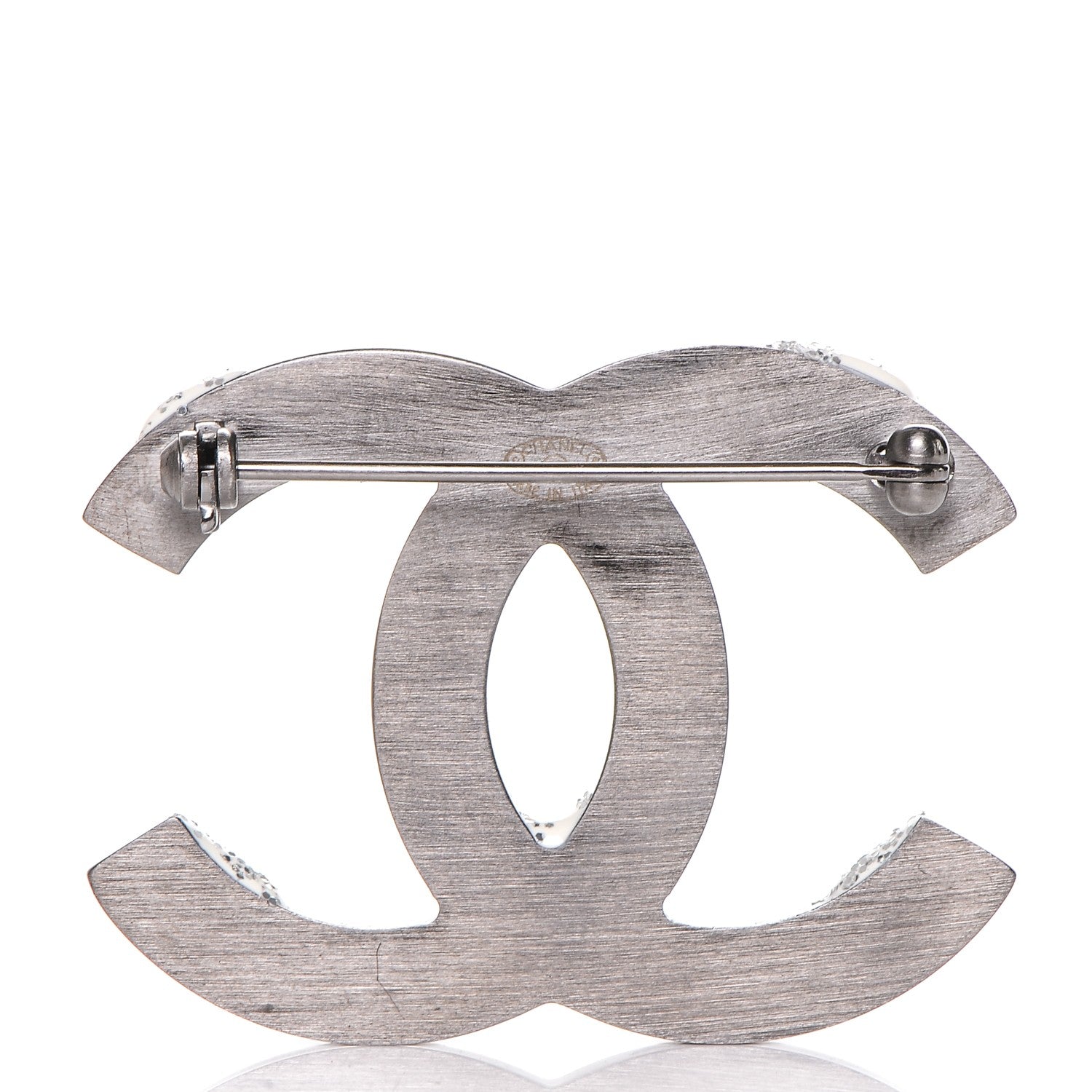 Chanel Ruthenium Crystal Enamel CC Brooch 3 of 4