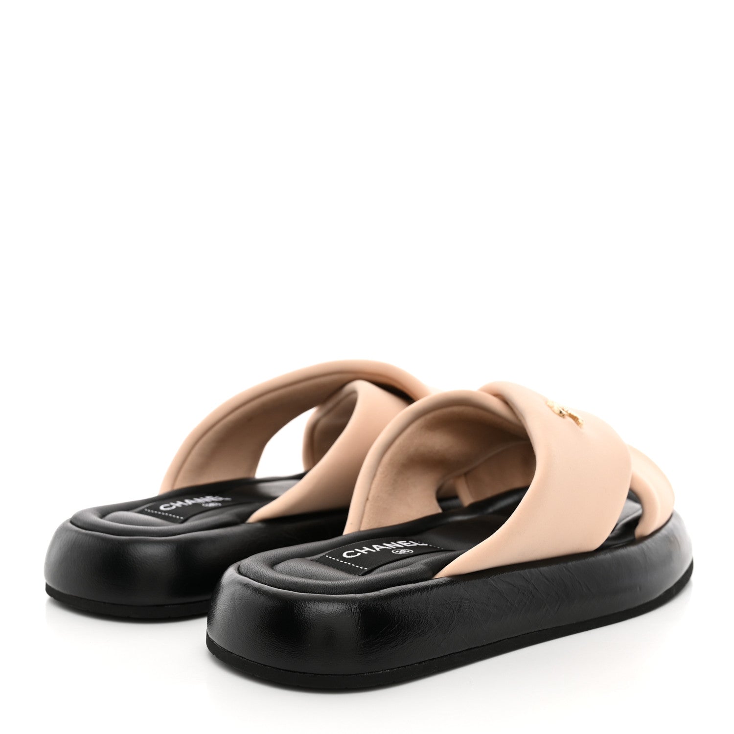 Chanel Fabric CC Mules Sandals 36 Light Beige 5 of 9