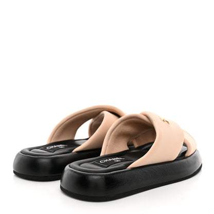 Chanel Fabric CC Mules Sandals 36 Light Beige 5 of 9