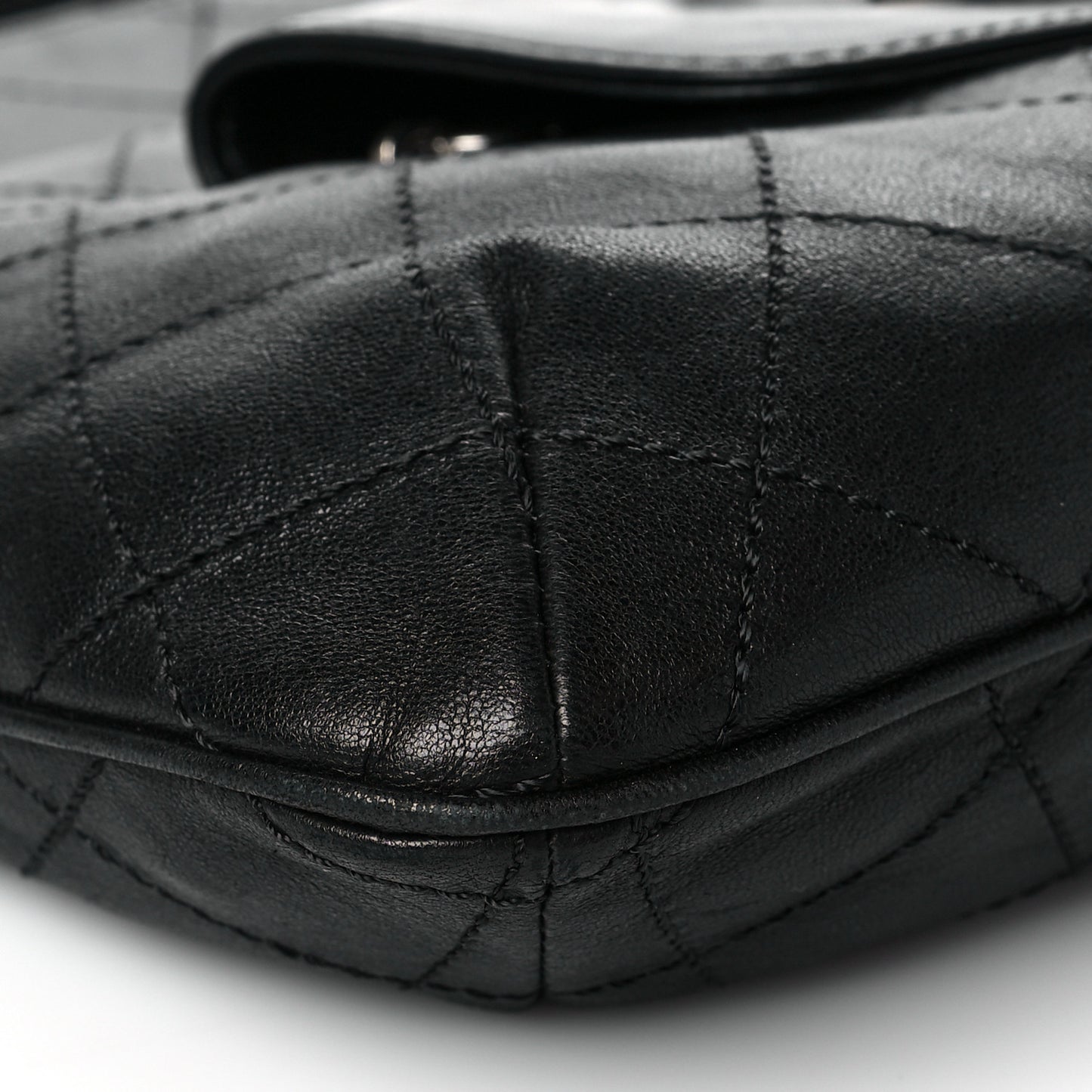 Calfskin Stitched CC Flap Clutch Black