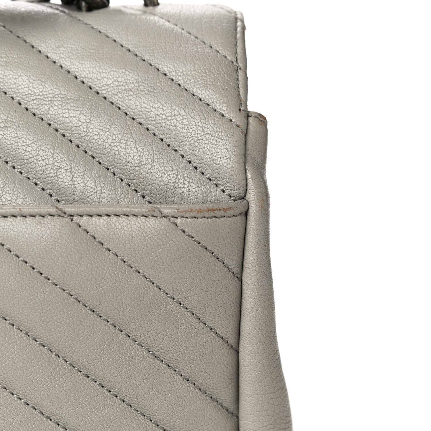 Saint Laurent Sheepskin Matelasse Large Monogram College Satchel Light Grey 25 of 31