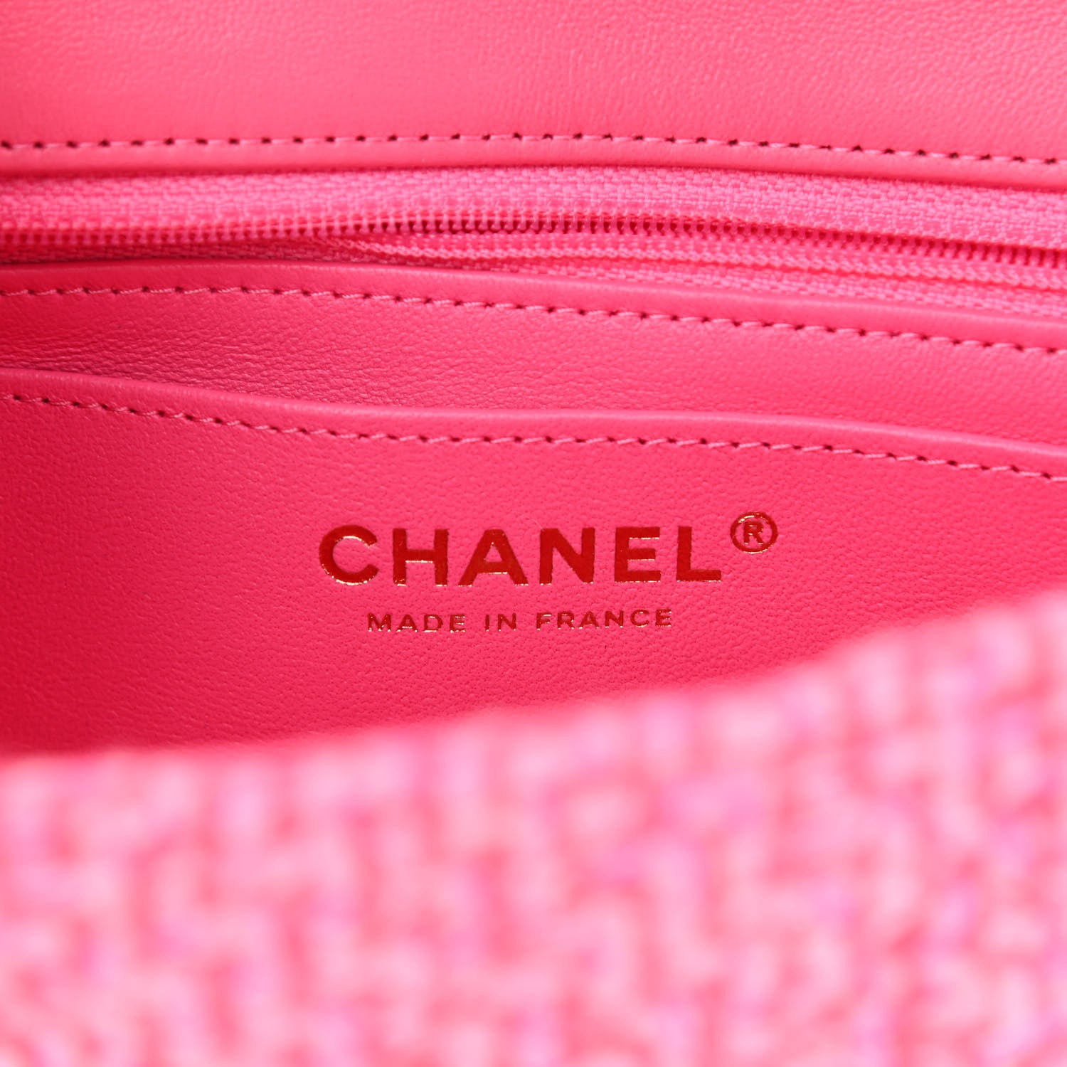 Chanel Wool Tweed Quilted Mini Rectangular Flap Dark Pink Fuchsia 6 of 11