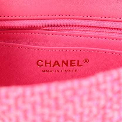 Chanel Wool Tweed Quilted Mini Rectangular Flap Dark Pink Fuchsia 6 of 11