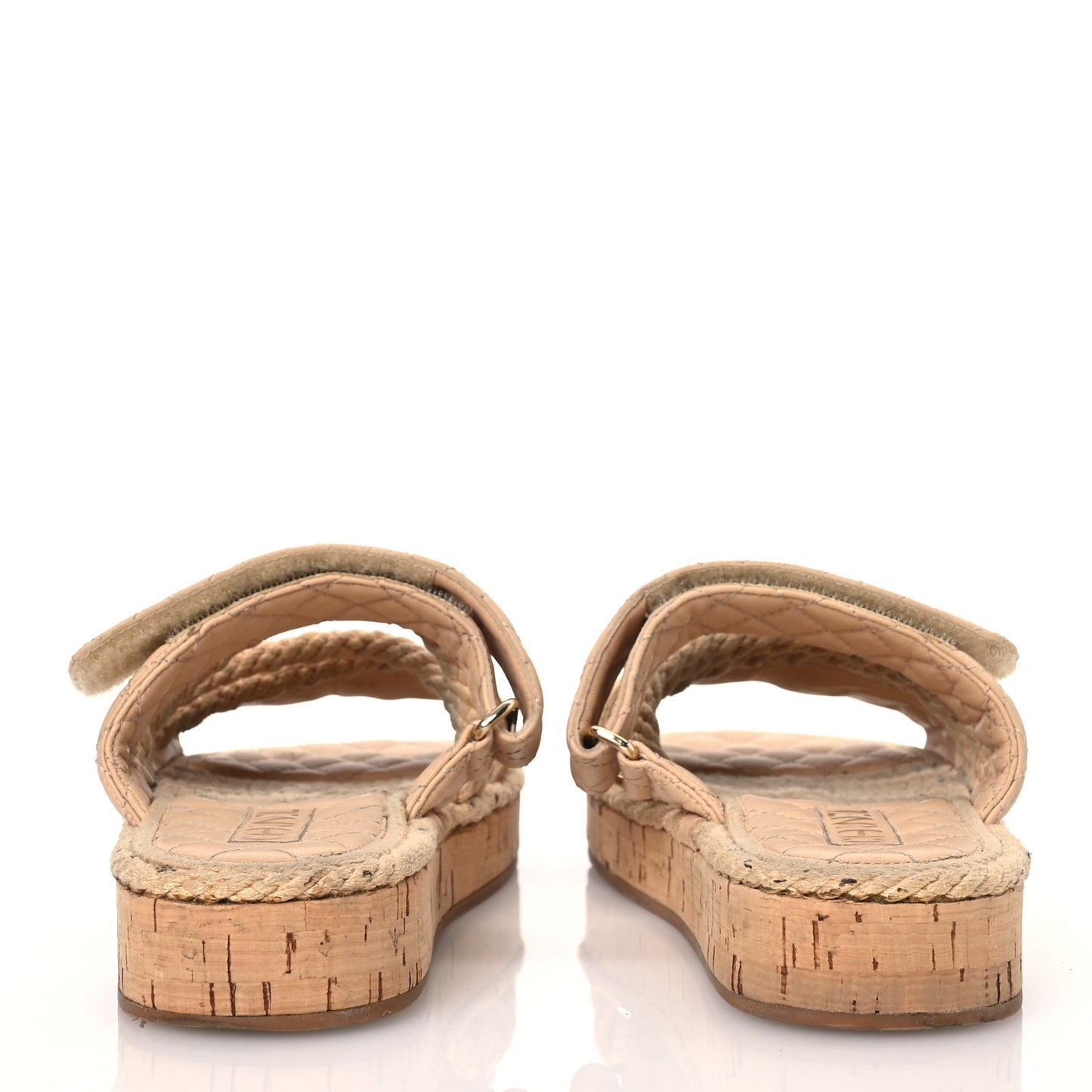 Cord Lambskin Quilted Logo Mules 39 Beige