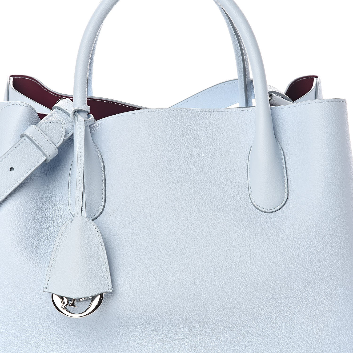 Christian Dior Supple Grained Calfskin Large Open Bar Tote Light Blue 7 of 9