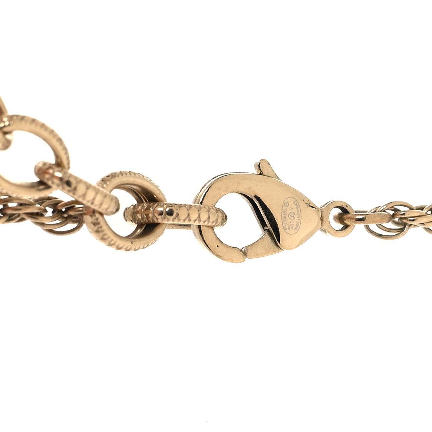 Pearl CC Round Pendant Necklace Gold