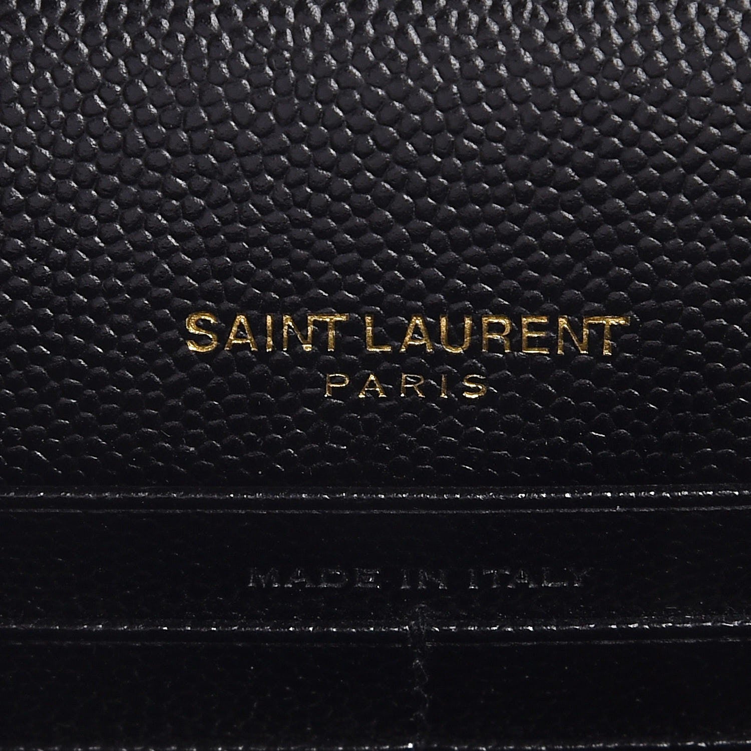 Saint Laurent Grain De Poudre Matelasse Chevron Monogram Envelope Chain Wallet Black 6 of 10