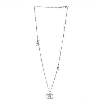 Chanel Crystal Pearl Star CC Necklace Silver 5 of 7