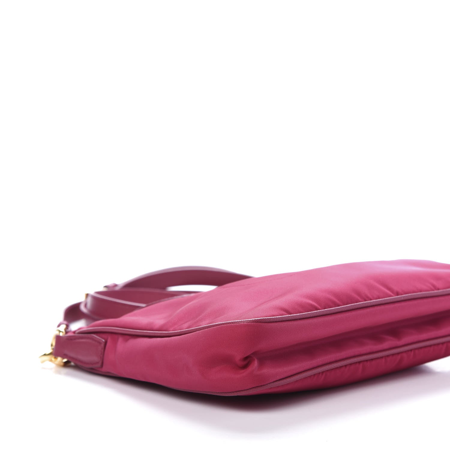 Prada Nylon Vela Saffiano Flat Flap Messenger Bag Fuxia 6 of 10