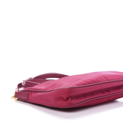 Prada Nylon Vela Saffiano Flat Flap Messenger Bag Fuxia 6 of 10