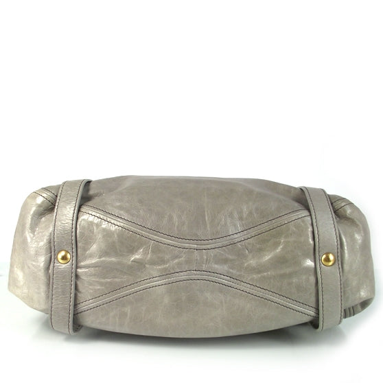 Miu Miu Leather Vitello Lux Bow Satchel Gray 5 of 11