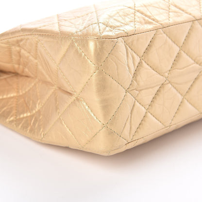 Chanel Metallic Aged Calfskin Quilted Reissue 2.55 Tote Light Gold 9 of 11