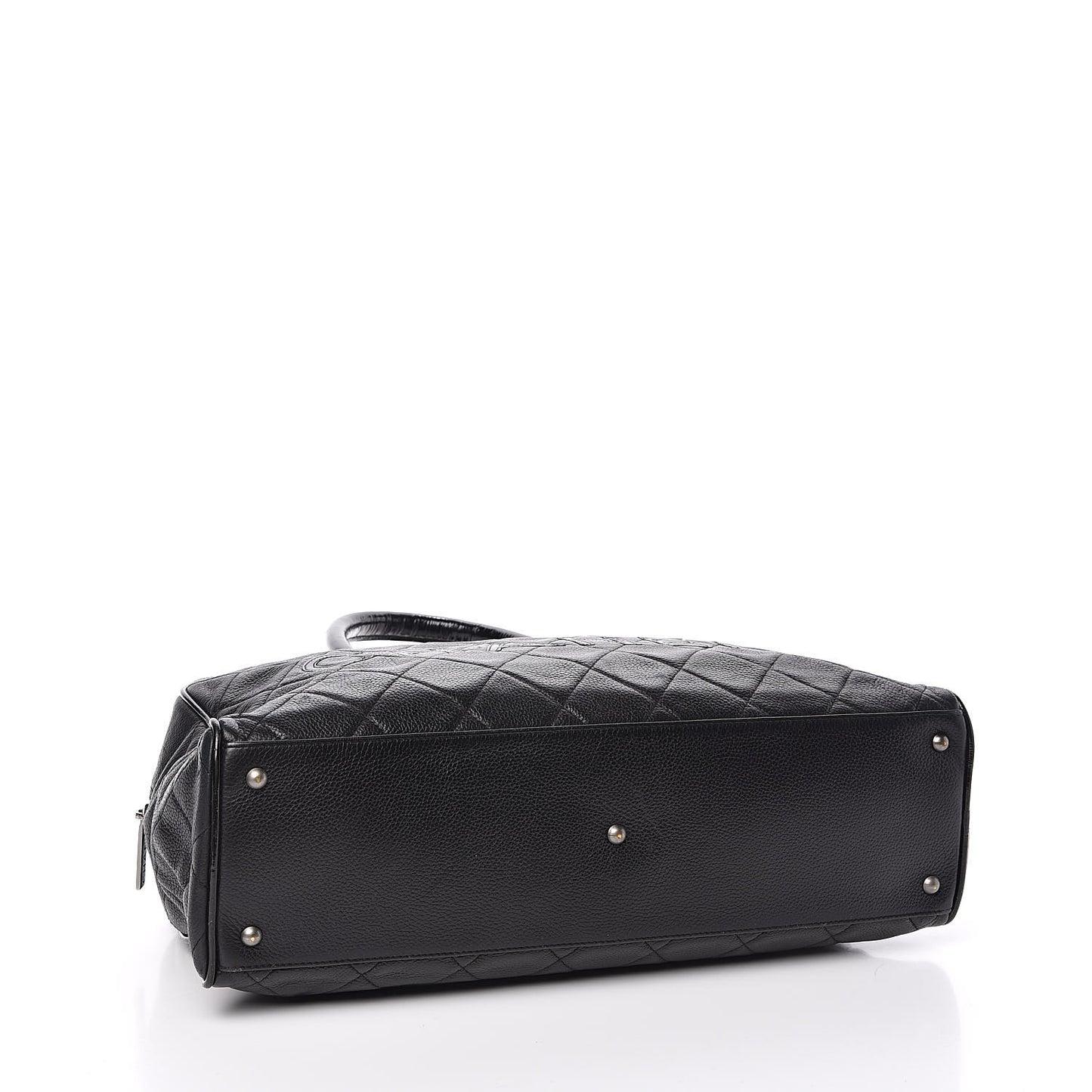 Caviar Patent Quilted Large Bowler Black