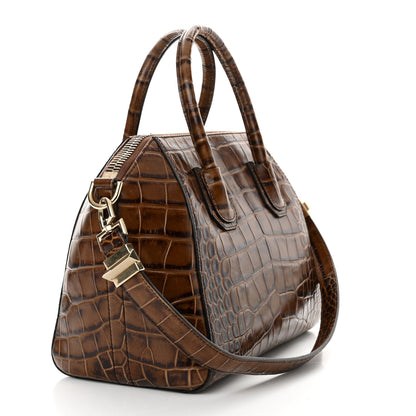 Givenchy Calfskin Crocodile Embossed Small Antigona Brown 3 of 12