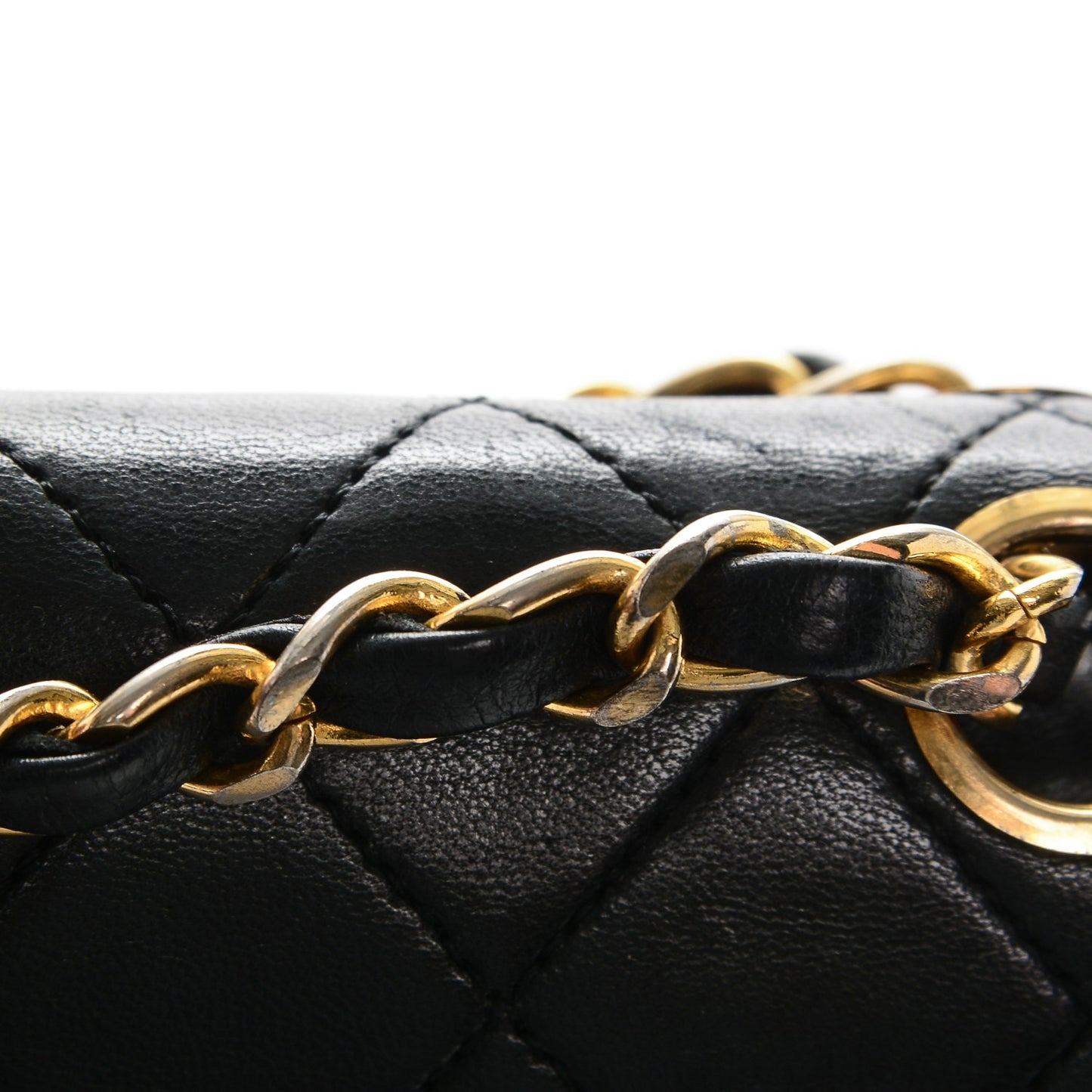 Lambskin Quilted Medium Double Flap Black