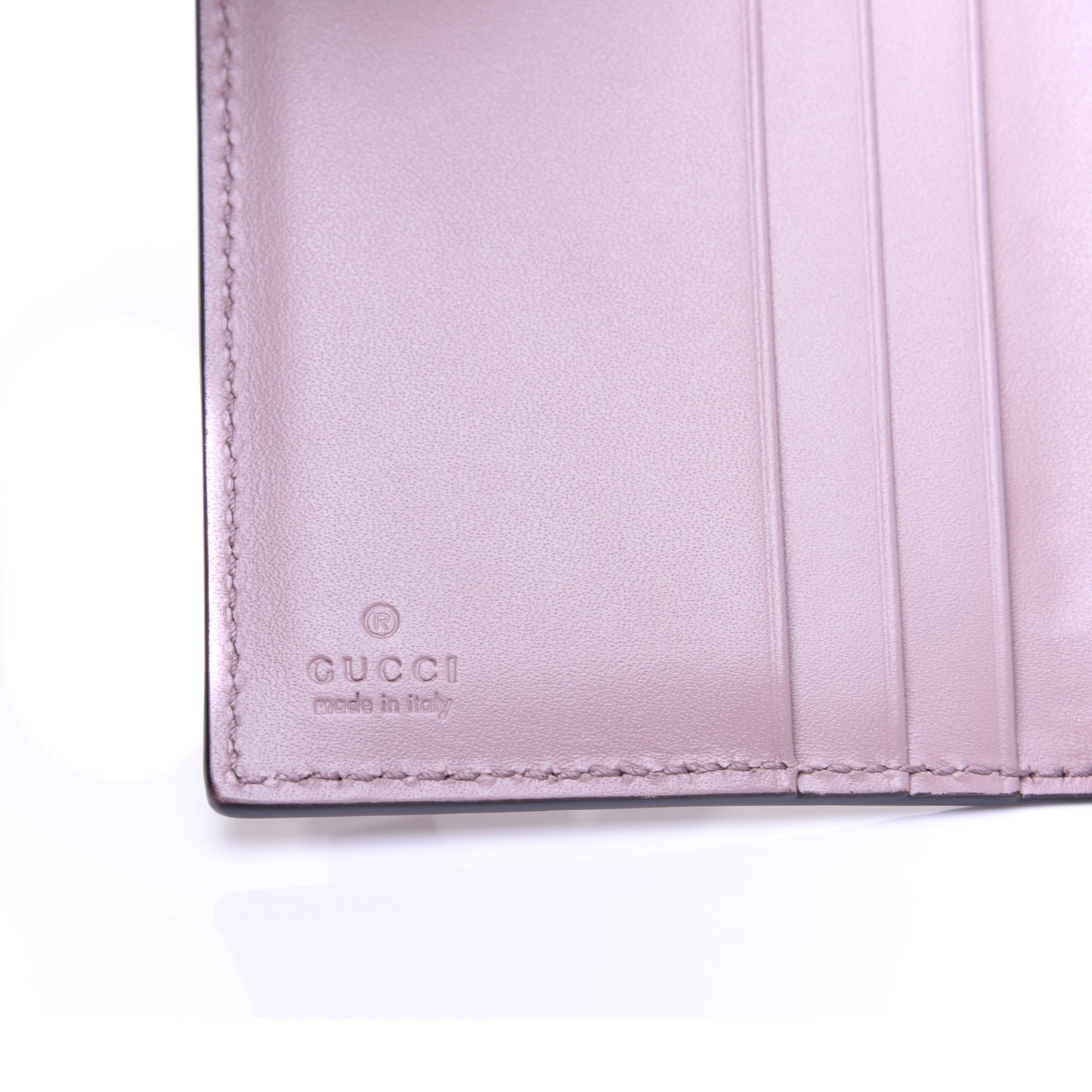 Guccissima Bow Train Pass Case Soft Pink