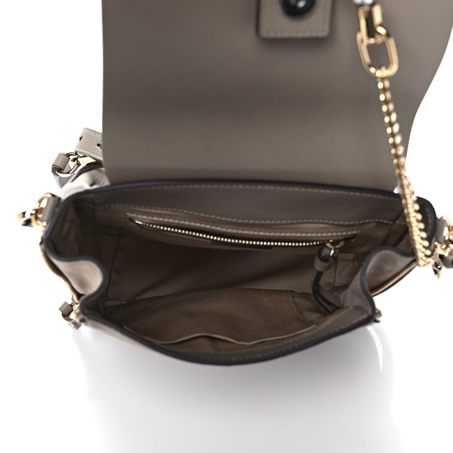 Suede Calfskin Small Faye Backpack Motty Grey