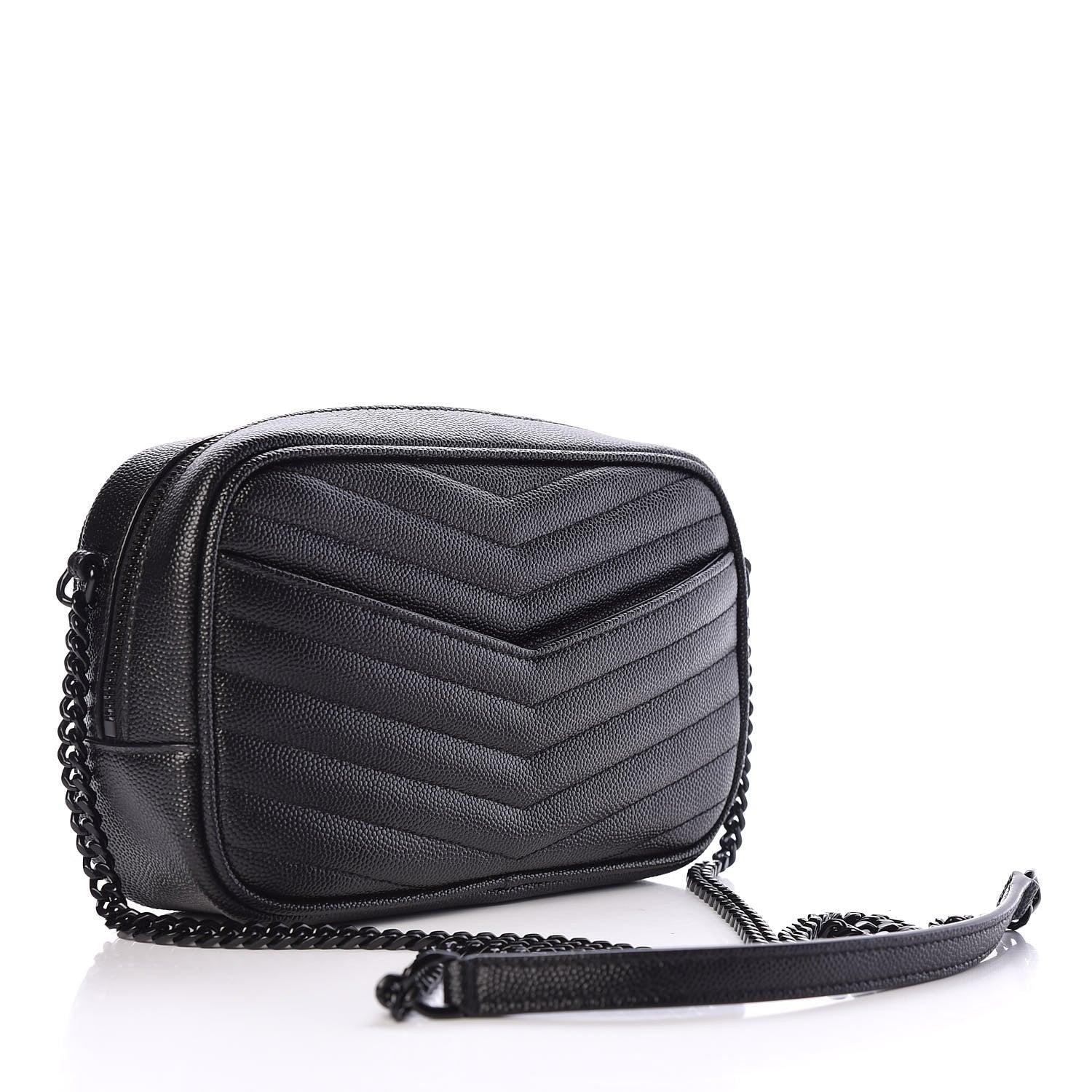 Saint Laurent Grain De Poudre Matelasse Monogram Mini Lou Camera Bag Black 3 of 10