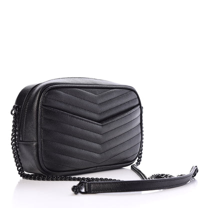 Saint Laurent Grain De Poudre Matelasse Monogram Mini Lou Camera Bag Black 3 of 10