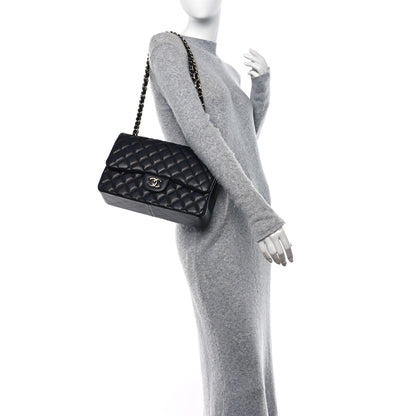 Chanel Caviar Quilted Jumbo Double Flap Navy 2 of 14