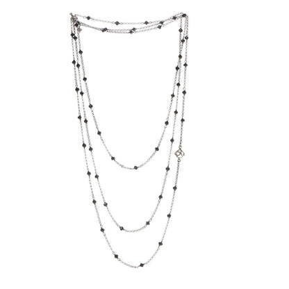 David Yurman Sterling Silver Black Onyx Station Chain Necklace 3 of 5