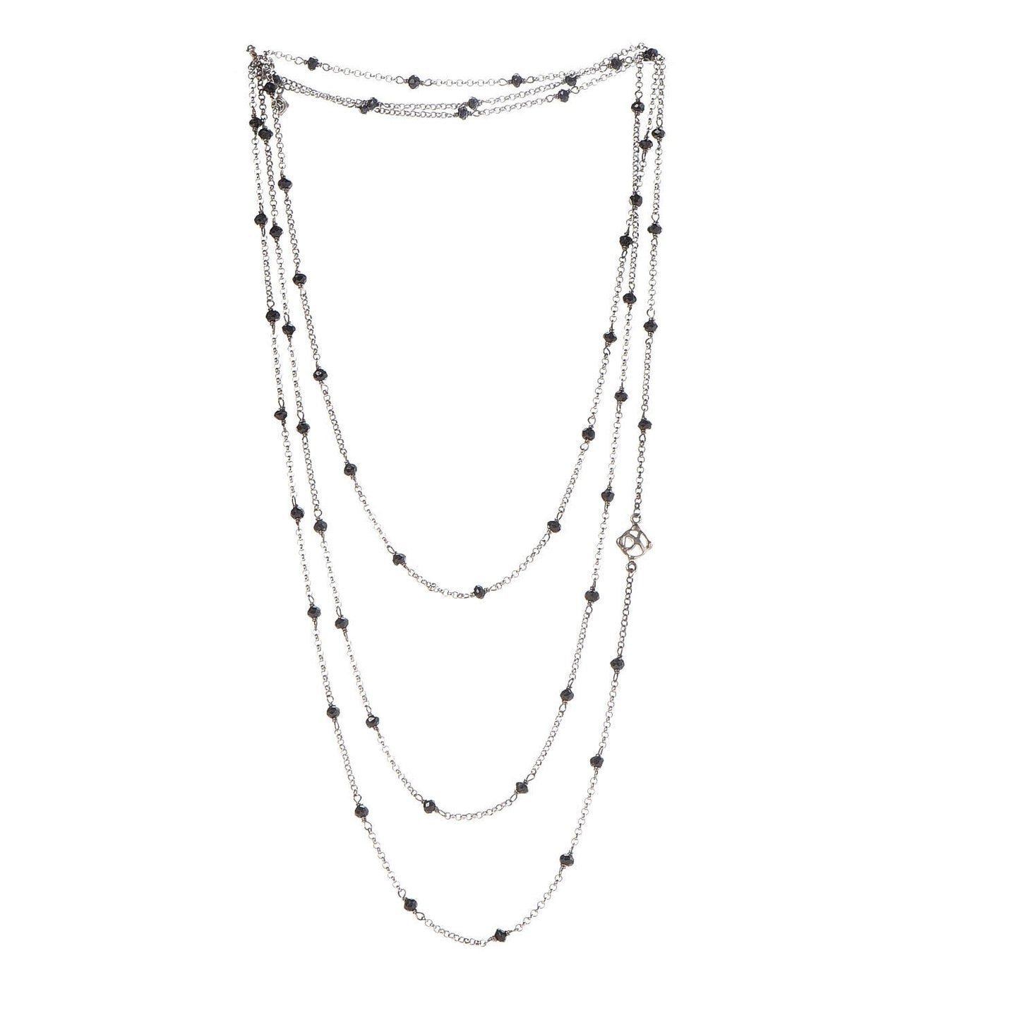 Sterling Silver Black Onyx Station Chain Necklace