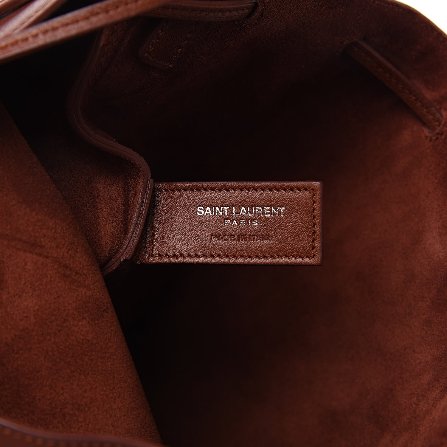 Saint Laurent Calfskin Medium Jen Flat Bucket Bag Brown 6 of 11