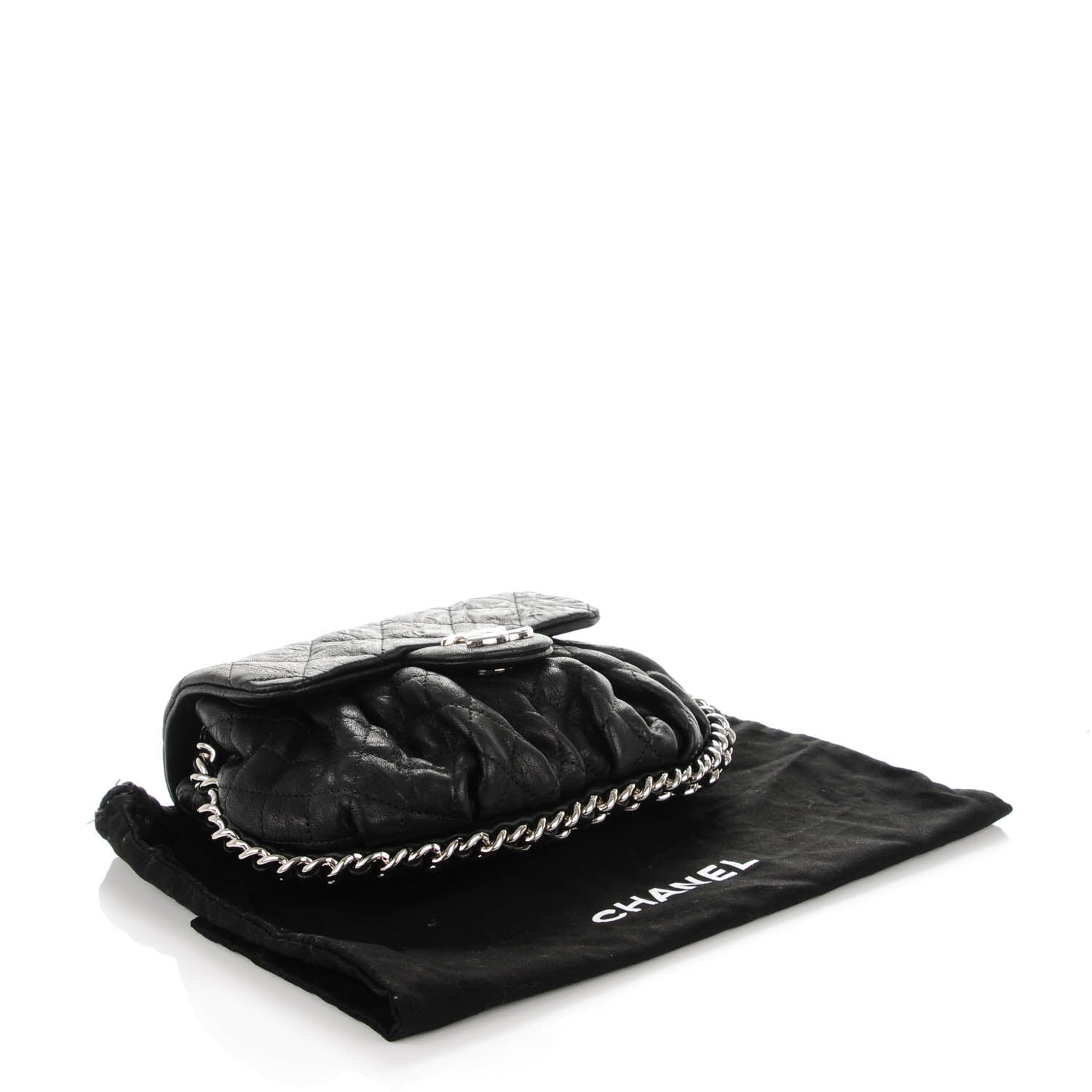 Chanel Washed Lambskin Quilted Mini Chain Around Flap Black 4 of 7