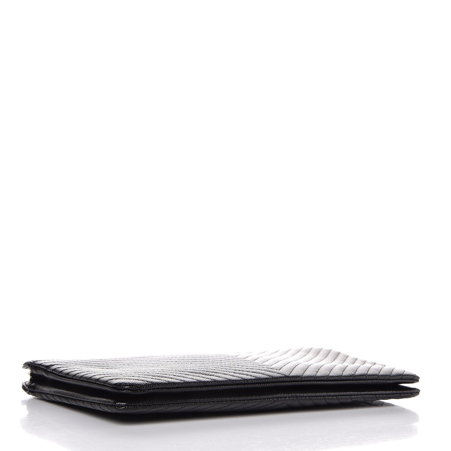 Chanel Caviar Chevron Quilted Large Zipped Clutch Black 4 of 8