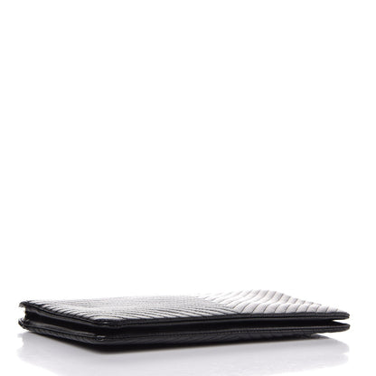 Chanel Caviar Chevron Quilted Large Zipped Clutch Black 4 of 8