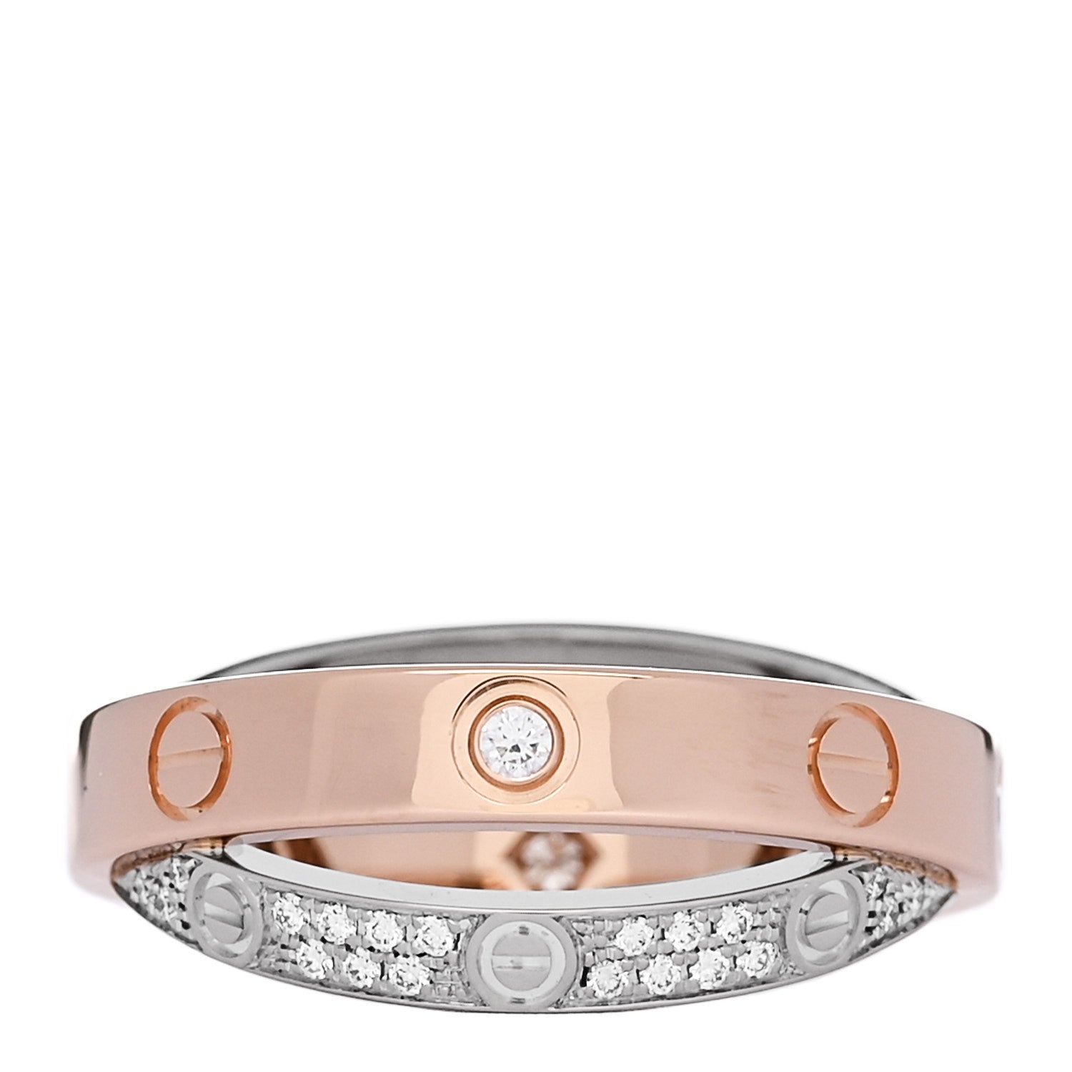 Cartier 18K Pink White Gold Diamond LOVE Pave Ring 49 5 3 of 6