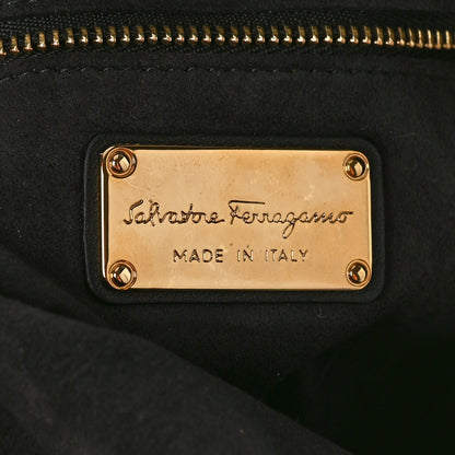 Salvatore Ferragamo Calfskin Fox Fur Medium Verve Double Zip Tote Black Multicolor 6 of 8