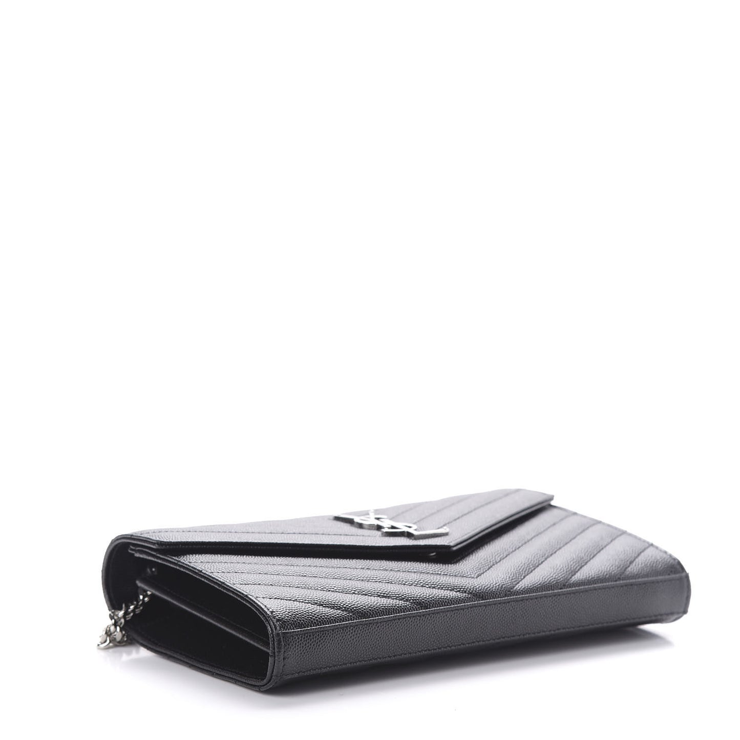 Grain De Poudre Matelasse Chevron Monogram Chain Wallet Black