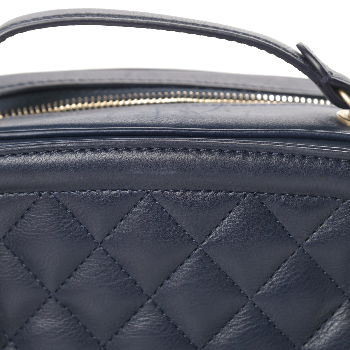 Calfskin Quilted CC Small Vanity Case Navy