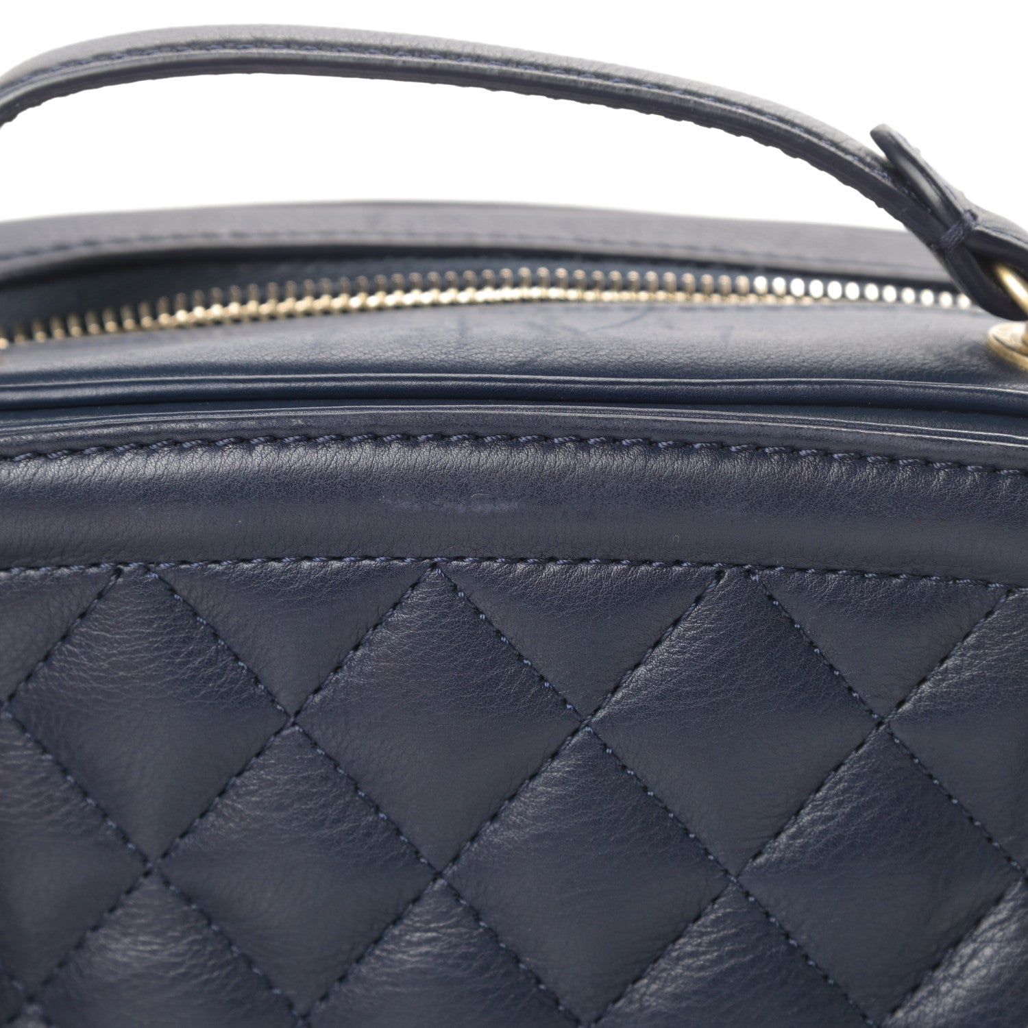Chanel Calfskin Quilted CC Small Vanity Case Navy 13 of 15